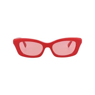 Alexander McQueen Square-Frame Recycled Acetate Sunglasses, Cherry Lens, Shiny Solid Red Frame