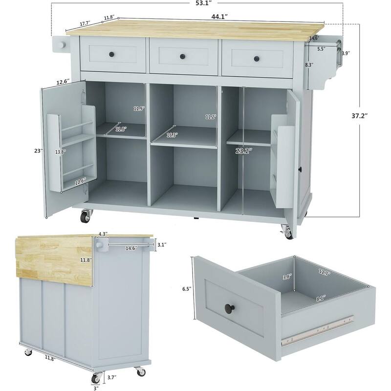 Chichoice Kitchen Islands & Carts with Storage on Wheels, Rolling Kitchen Island Cart with Drop Leaf Countertop