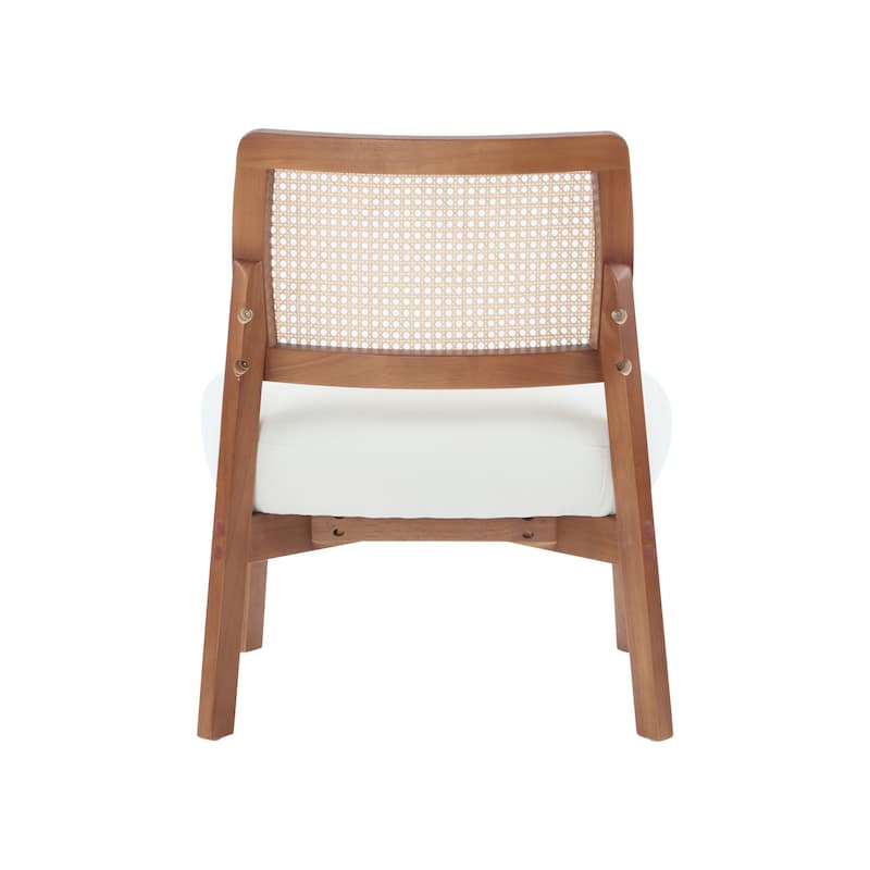 Woven Backrest Armless Accent Chair w/ Upholstered Seat, Set of 2