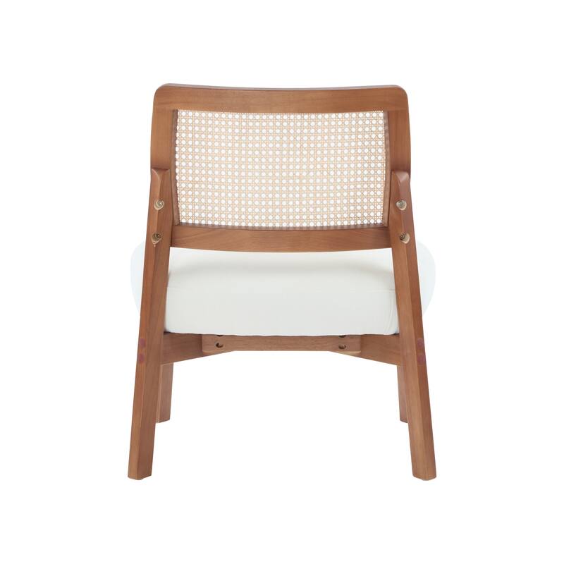 Woven Backrest Lounge Chairs (Set of 2）with Sturdy Wooden Frames, Polyester Upholstered Seats, and Minimalist Design
