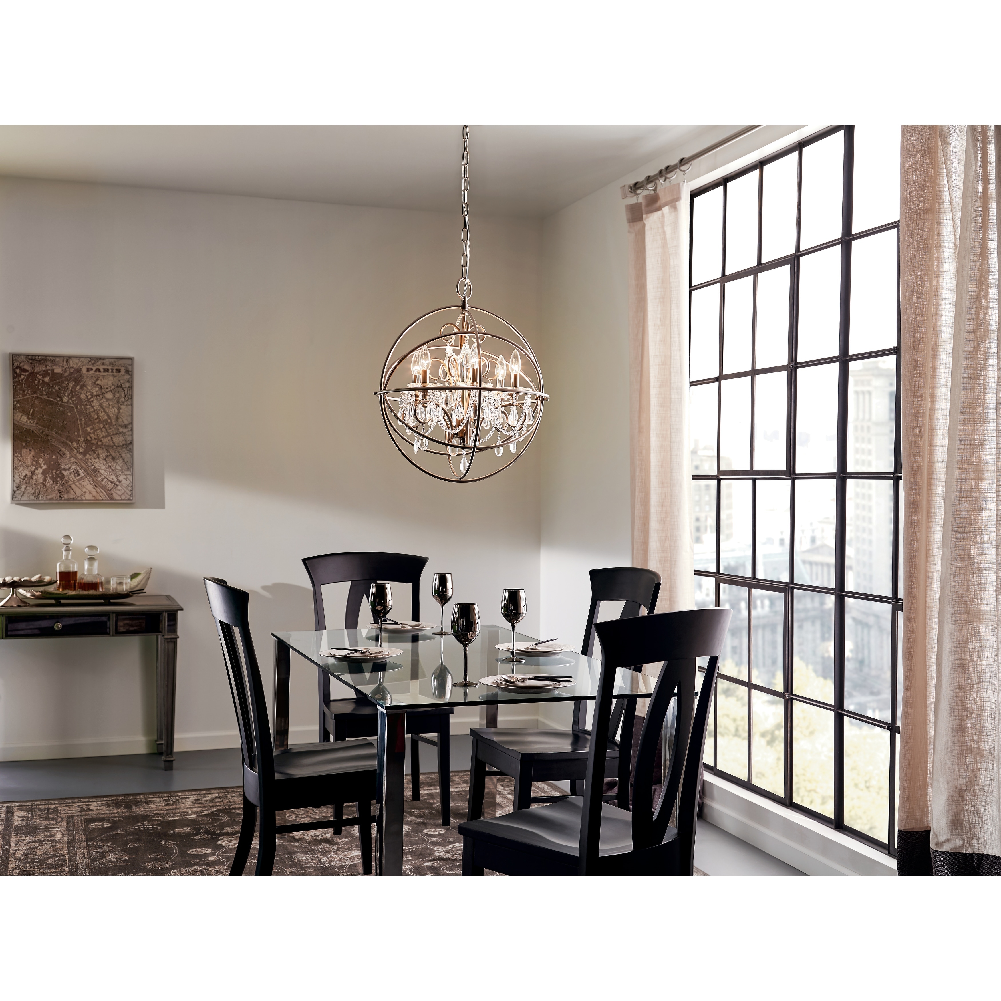 Kichler Vivian 6 Light Crystal Chandelier in Brushed Nickel Bed