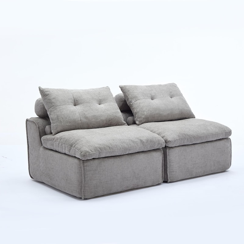 GDFStudio - Chenille Modular 2-Seater 66" Armless Lounge Loveseat Sofa