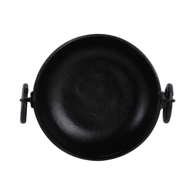 Sculptural Round Textured Decorative Bowl with Ring Handles - 9" Black - 16.0"