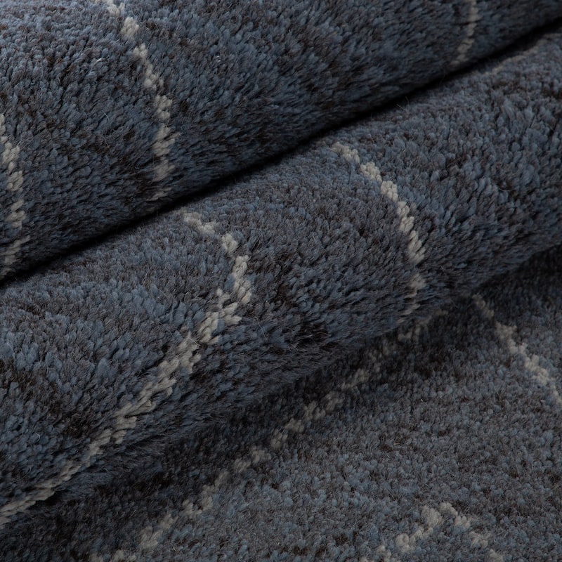 Ben Soleimani Double Diamond Moroccan New Zealand Wool Hand-Knotted Rug