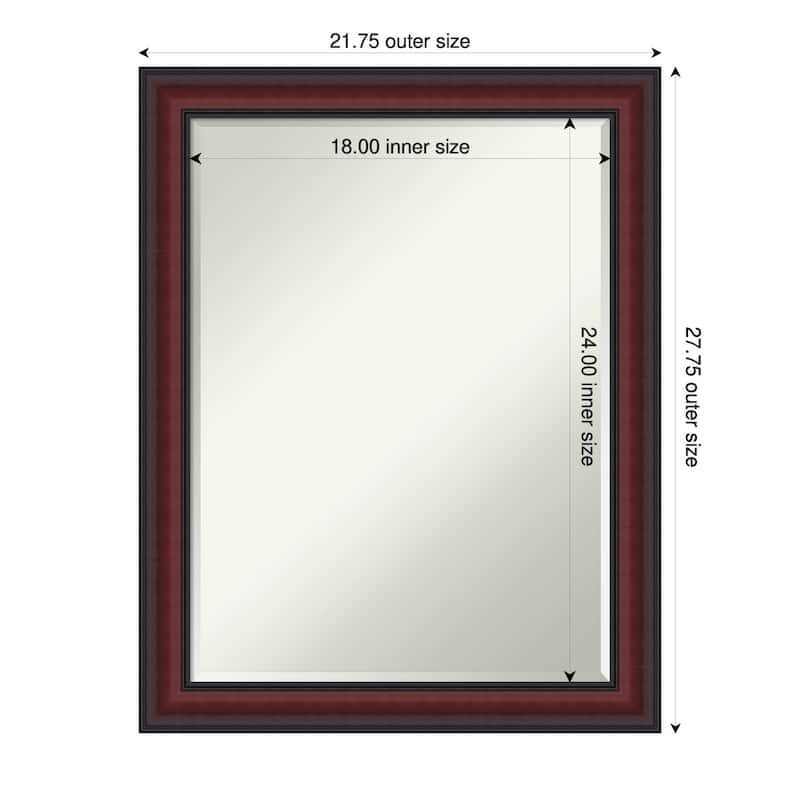 Dalat Half-Inch-Bevel Framed Wall Mirror - 22 x 28 in - Dalat Cherry