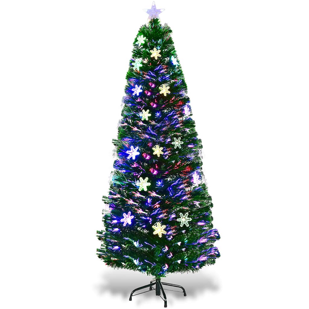 Costway 6' Pre-Lit Fiber Optic Artificial Christmas Tree w/Multi-Color - 6 FT