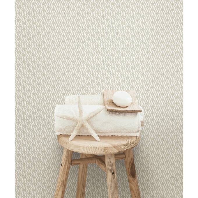 Chesapeake Sweetgrass Grey Trellis Wallpaper - 20.5in x 396in x 0.025in