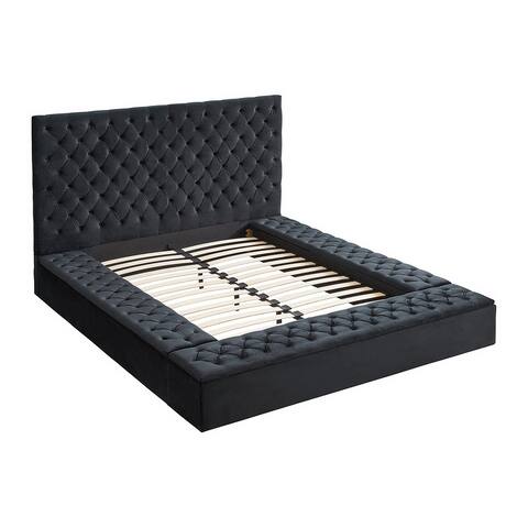 Better Home Cosmopolitan Velvet Upholstered Platform Queen Bed - Black