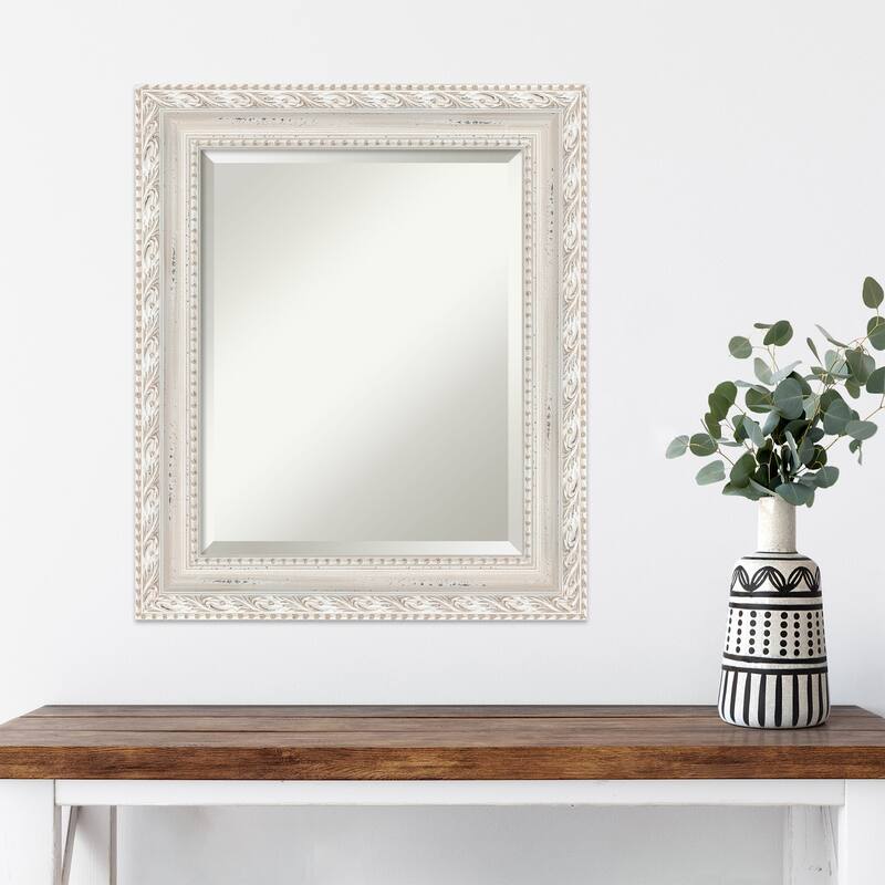 Opera Off White Beveled Wood Framed Wall Mirror - Opera Off White