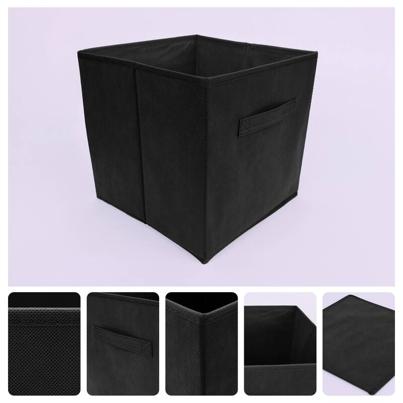 1 Pcs Collapsible Fabric Storage Cube Bin for Shelves Closet, 11 Inch Square Storage Basket for Organizing Clothes Books - Black