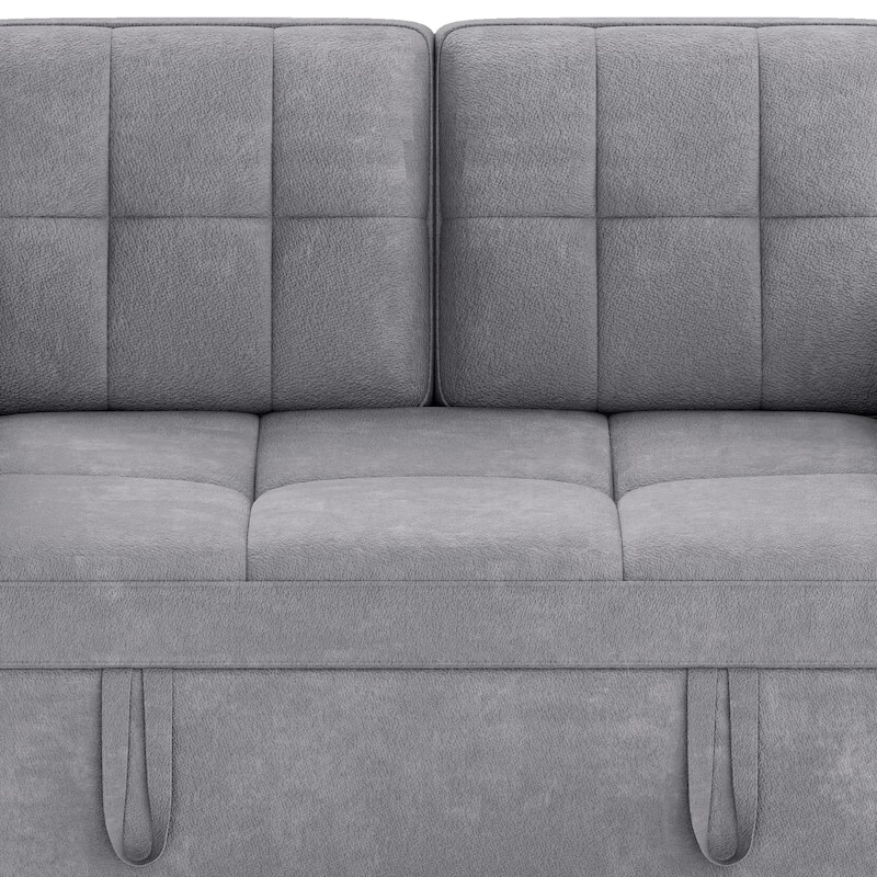 3-in-1 Multi-Functional Sleeper Sofa with Iron Frame Pull-Out Bed Loveseat and USB Port for Living Room or Small Space
