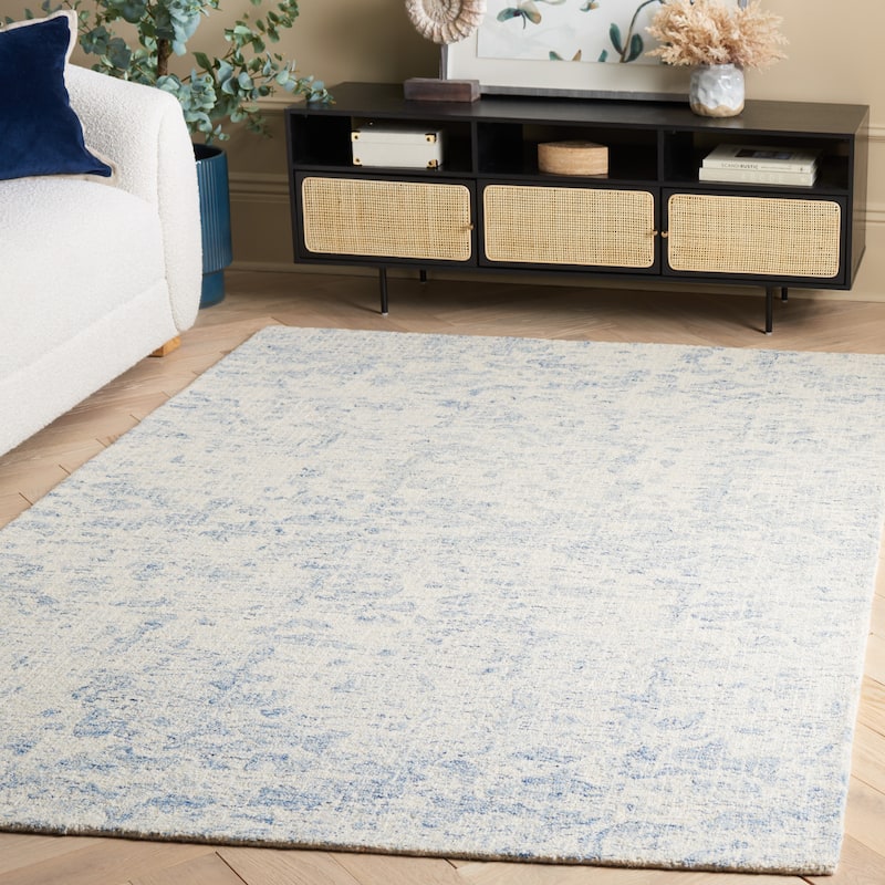 SAFAVIEH Handmade Ebony Kelly Wool Rug - 8' x 10' - Ivory/Blue