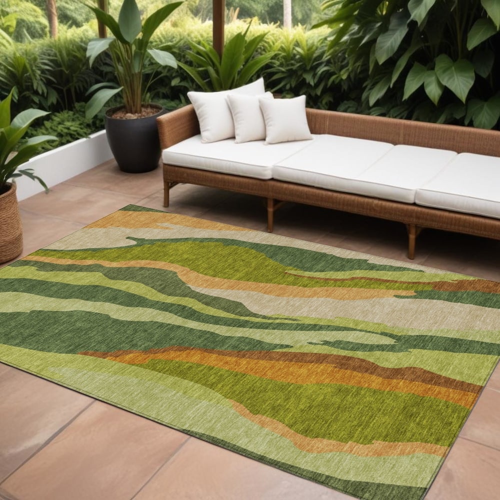 HomeRoots Abstract Transitional Rectangle Outdoor Rug