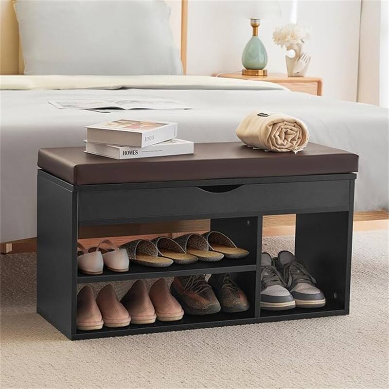 Shoe Storage Bench with Cover 2-Tier 39 Inches - 11.81"D x 39.4"W x 17"H