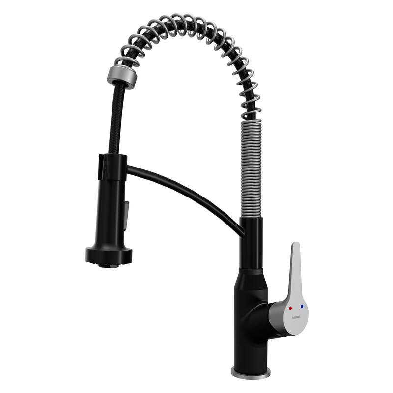 Karran Scottsdale Single-Handle Pull-Down Sprayer Kitchen Faucet - Matte Black and Stainless Steel