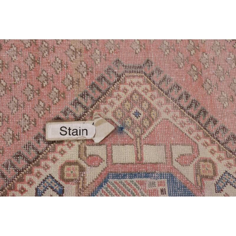 Distressed Pink Bakhtiari Persian Vintage Rug Hand-Knotted Wool Carpet - 5'6" x 9'7"