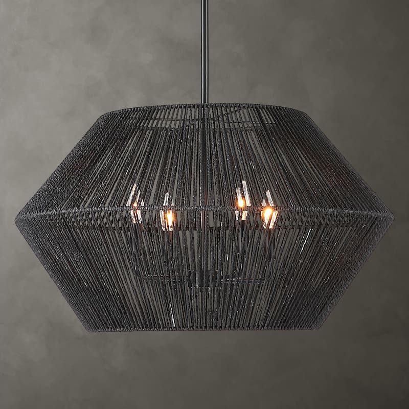Uttermost 21589 Suva 4 Light 28" Wide Pendant with Rope Shade