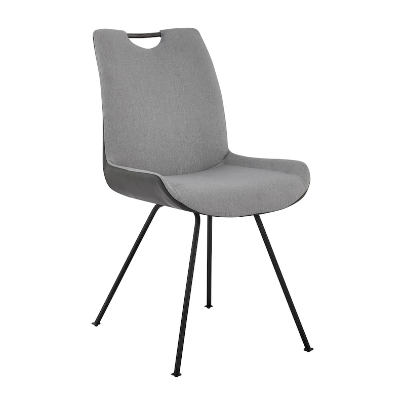 Coronado Contemporary Dining Chair in Gray Powder Coated Finish and Pewter Fabric - Set of 2