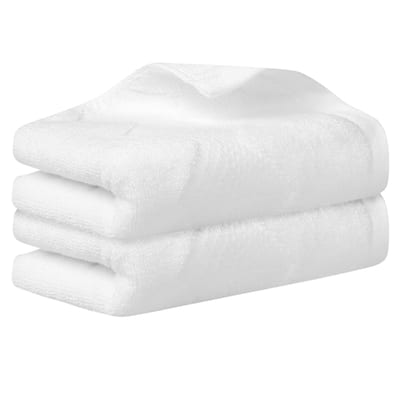 Solid Cotton Hand Towels Set of 2, Soft and Highly Absorbent Towels for Bathroom, Travel, Camp 14" x 30"
