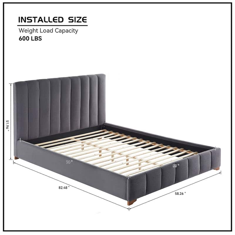 Full Size Modern Design Bed Frame Upholstered Queen Bed Frame Platform
