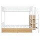 preview thumbnail 3 of 10, White Twin over Full Size Metal Bunk Bed with Drawer and Lateral Storage Ladder and Wardrobe
