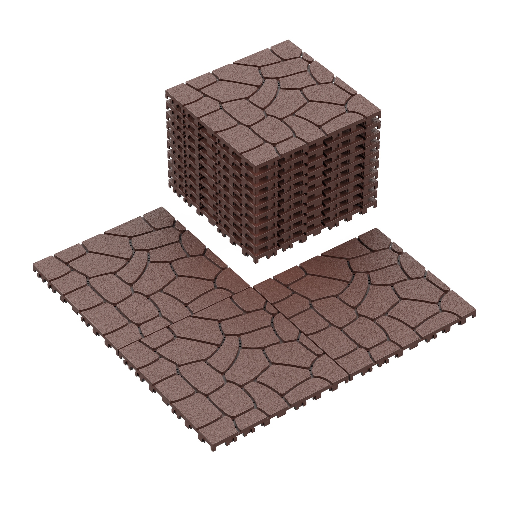 44pcs Stone texture 12" Patio Deck Tiles, DIY Module Interlocking Decking Tiles Floor Tile