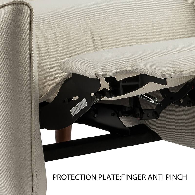 Roomfitters Push Back Recliner Chair, Modern Upholstered Accent Lounge Seating, Beige