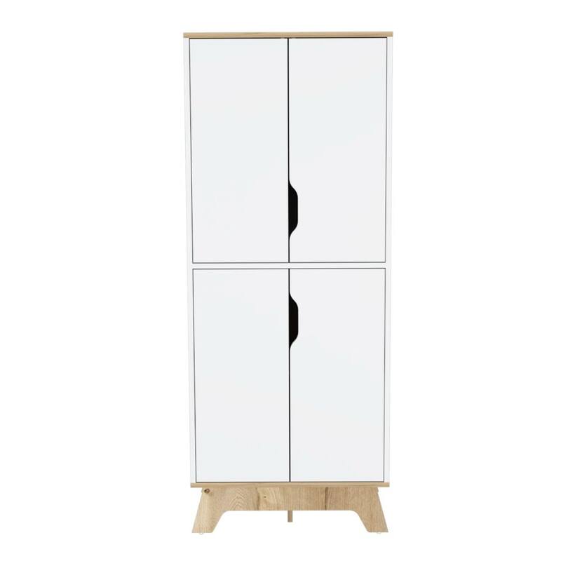 TUHOME Pamplona Double Kitchen Pantry with Double Door, 4 Legs, and 4 Shelves - N/A