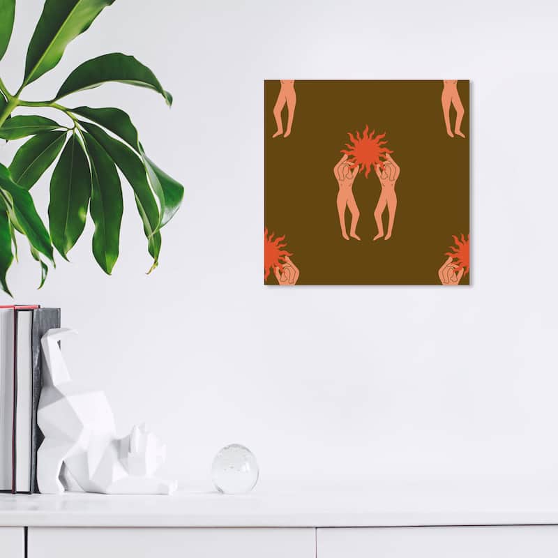 Wynwood Studio Canvas People and Portraits Sunstars Girls Brown and Dark Orange Modern & Contemporary Wall Art Canvas Print - 12 x 12