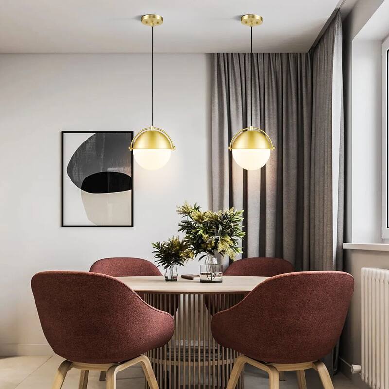 Light Society Sara Pendant Light - Brushed Brass/White