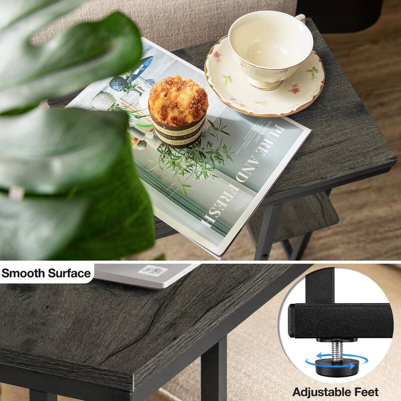 C Table End Table Set of 2,Side Table Living Room,C Shaped Side Table,Couch Tables That Slide Under Couch Table with Metal Frame