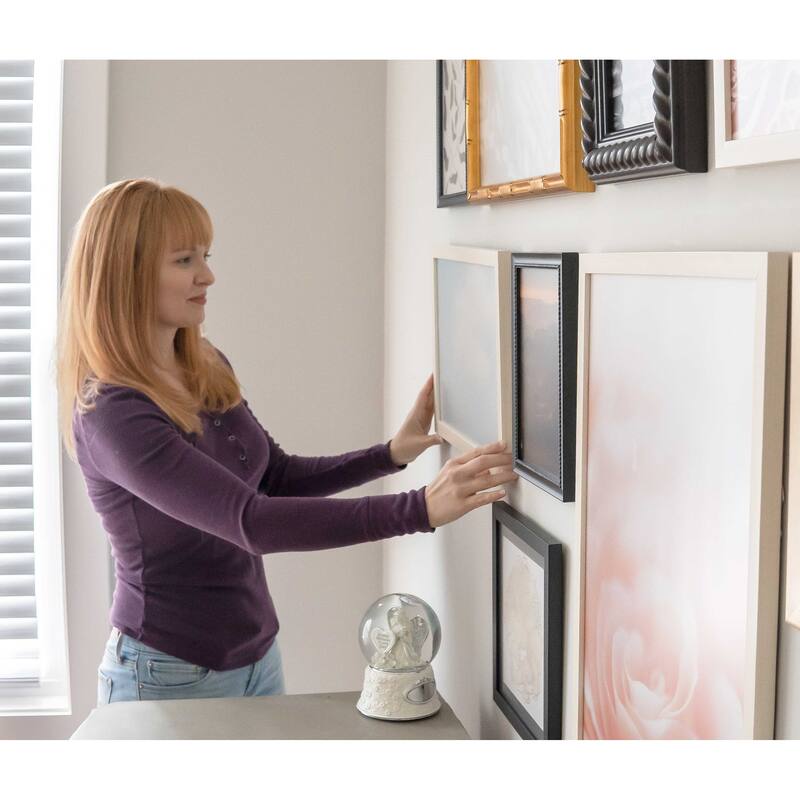 11x17 Black Wood Picture Frame - UV Acrylic, Foam Board Backing, Hanging Hardware