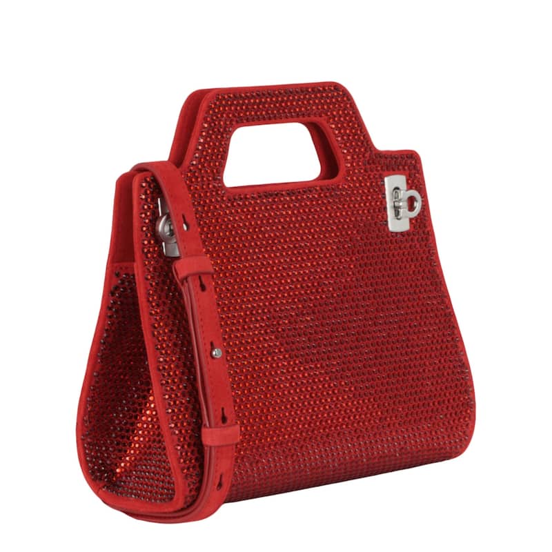 Ferragamo Wanda Mini Stain And Strass Top-Handle Bag