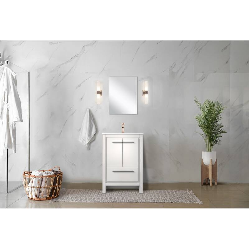 Lafarre Bath Vanity with Quartz Top, Sink, Mirror and Gun Metal Faucet - 24 inch