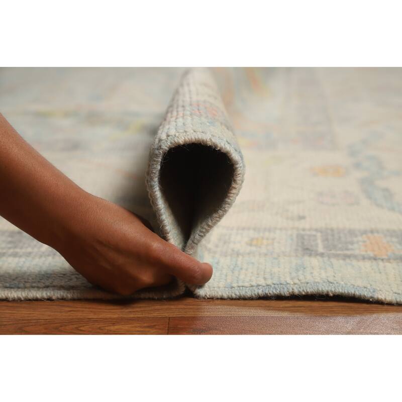 Hand Knotted Oriental 100% Wool Carpet Transitional All-Over Navy Blue & Blues Oushak Area Rug - 16' 3'' X 11' 7''