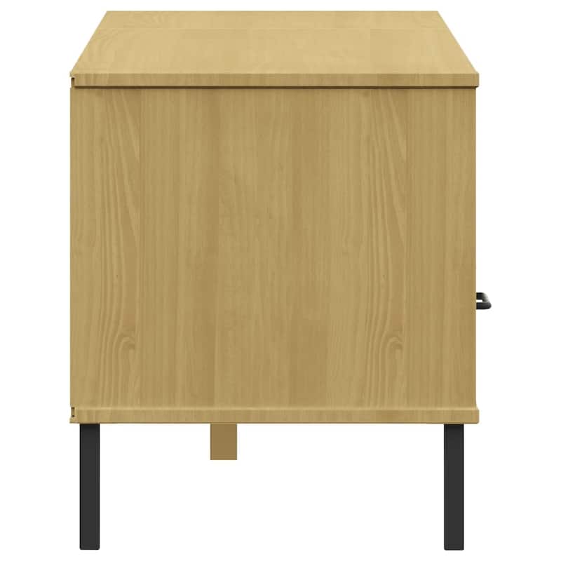 vidaXL TV Stand TV Console TV Console with Metal Legs Solid Wood Pine OSLO - 62.2" x 15.7" x 18.3"