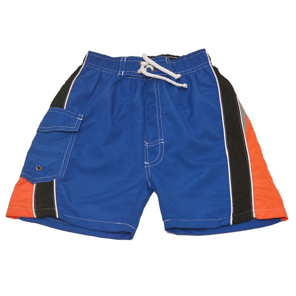 black and orange swim trunks