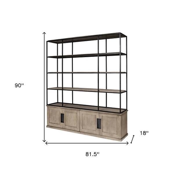 Light Brown Wood And Iron Shelving Unit With 3 Shelves Light Brown Wood And Iron Shelving Unit With 3 Shelves