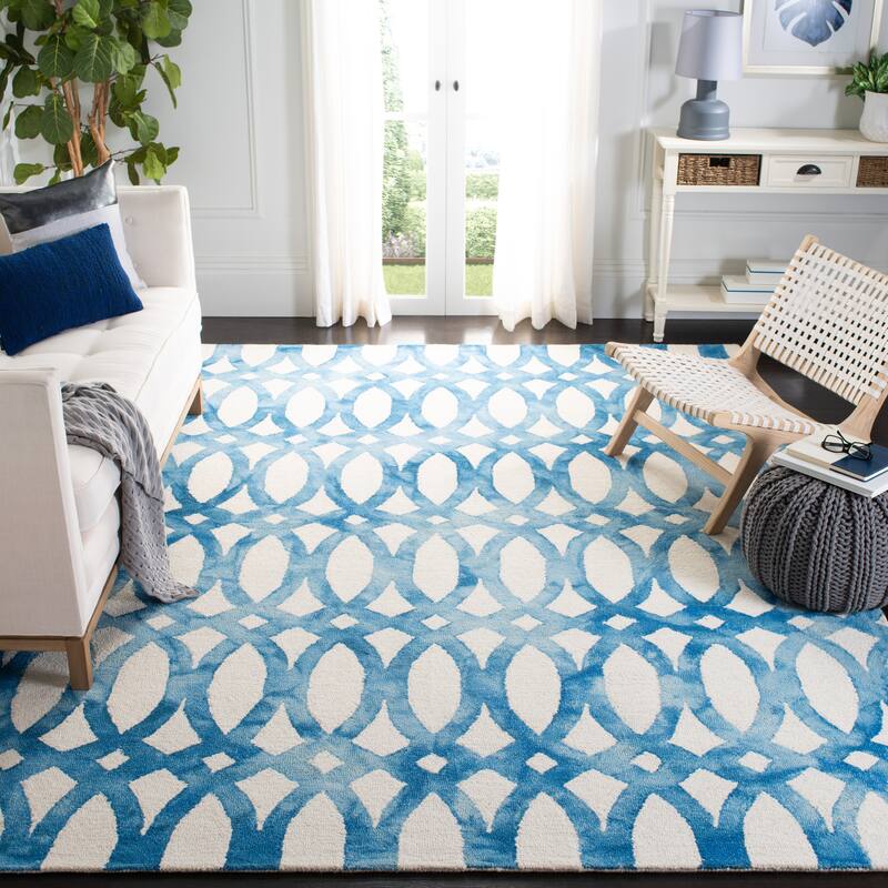 SAFAVIEH Handmade Eligija Wool Geometric Dip Dye Area Rug - 8' x 10' - Ivory/Blue