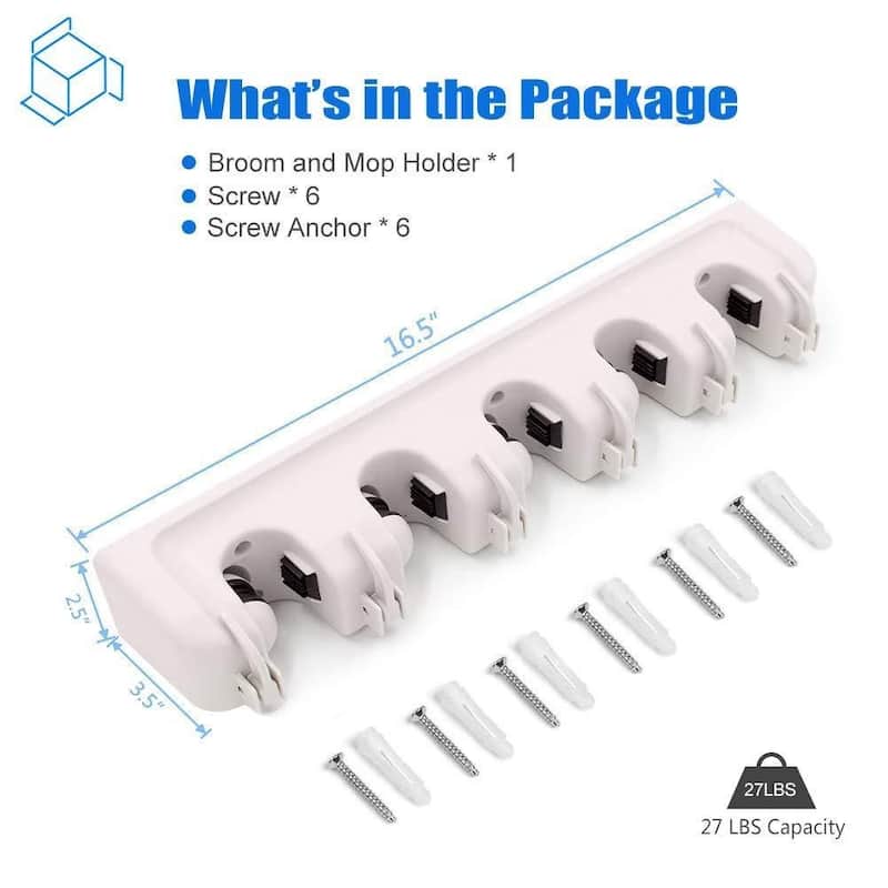 Costway Mop Holder Hanger 5 Position Home Kitchen Storage Broom - See details