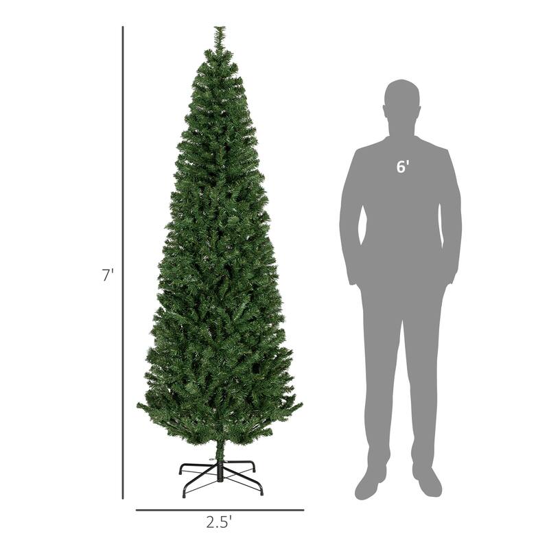 HOMCOM 6/7FT Black Christmas Tree with Stand, Xmas Slim Artificial Christmas Tree Small, Black Christmas Decorations
