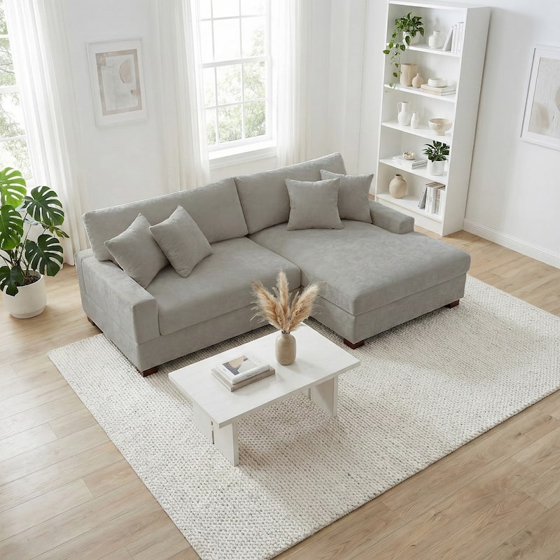 Modern Oversized Chenille Modular Sectional Sofa With Chaise