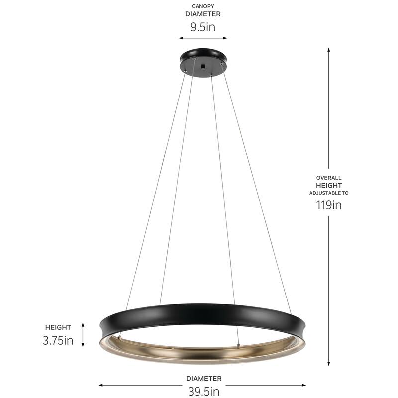 Larousse 39.5 Inch LED Chandelier in Black and Champagne Bronze