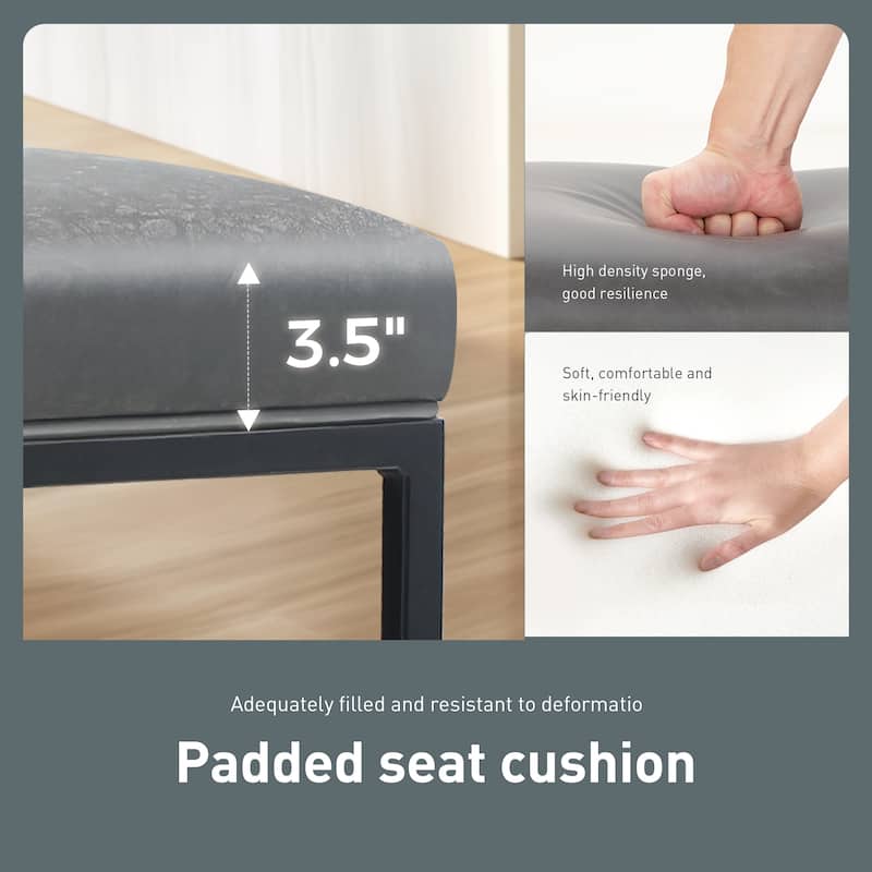 PHI VILLA 24'' Square PU Leather Bar Stool with Sturdy Metal Frame, Set of 2