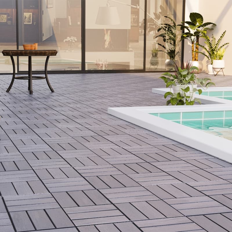 1 ft. x 1 ft. Acacia Wood Outdoor Interlocking Deck Tiles, Box of 10
