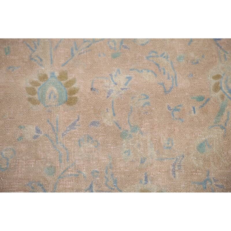 Hand Knotted Oriental 100% Wool Carpet Traditional Floral Pink Mashad Area Rug - 12' 9'' X 9' 5''