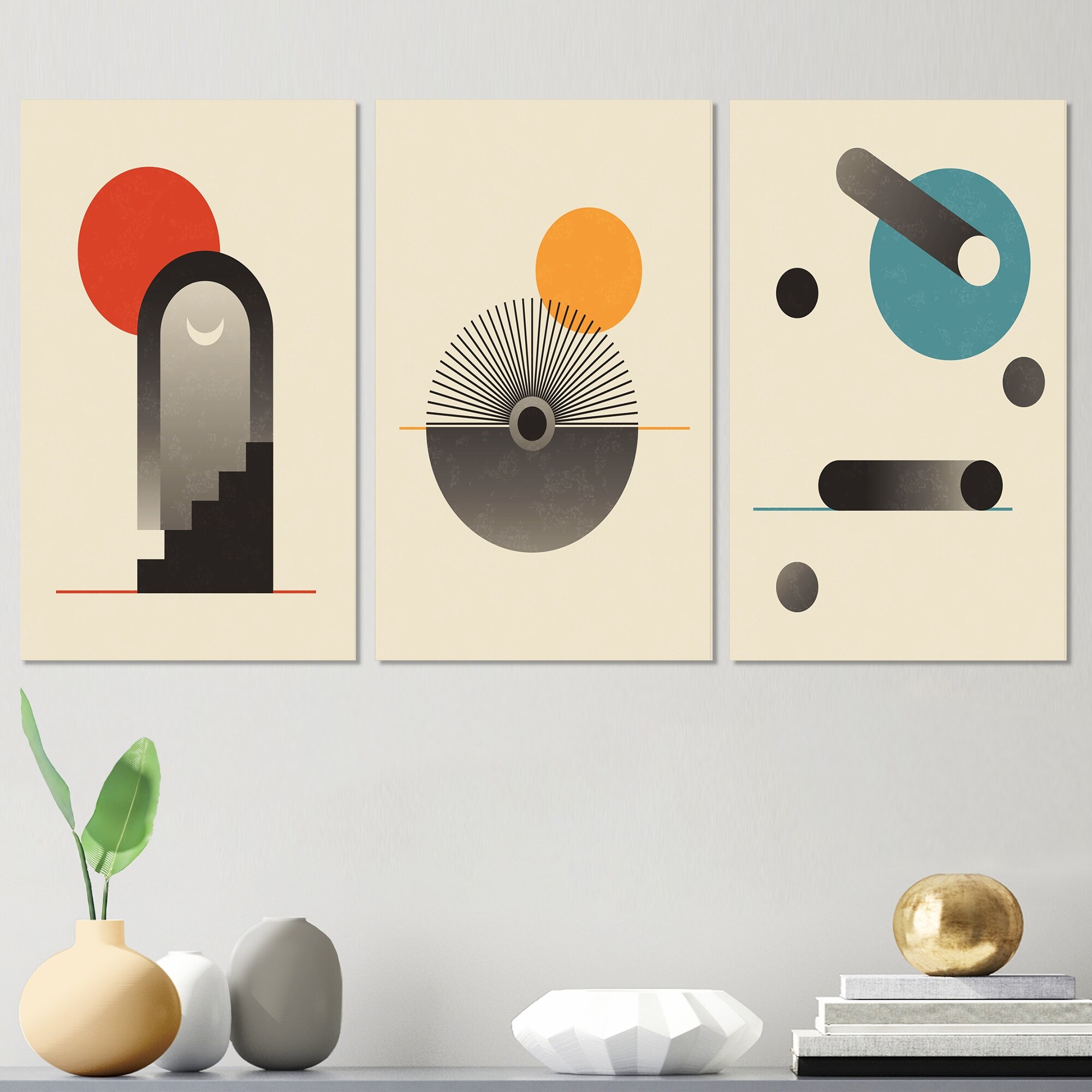 Designart 'Minimalistic Japanese Geometric Vintage Designs II' Mid-Century  Modern Art Set of 3 Pieces - Bed Bath & Beyond - 36071278