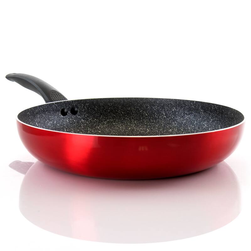 Oster Merrion 12 Inch Aluminum Frying Pan in Red with Bakelite Handle