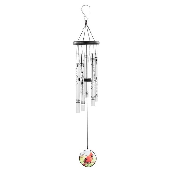 Cardinals Sentiment Windchime with Glass Wind Catcher 36" - 36