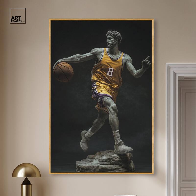 Basketball Yellow Uniform Canvas by Art Remedy